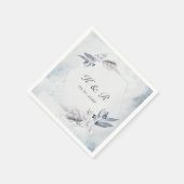 Moody Winter Blue Floral Wedding Paper Serviette (Ecke)