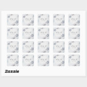 Moody Winter Blue Floral Wedding Square Sticker (Blatt)