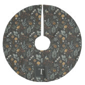 Moody Winter Botanic Pattern Monogram Polyester Weihnachtsbaumdecke (Vorderseite)
