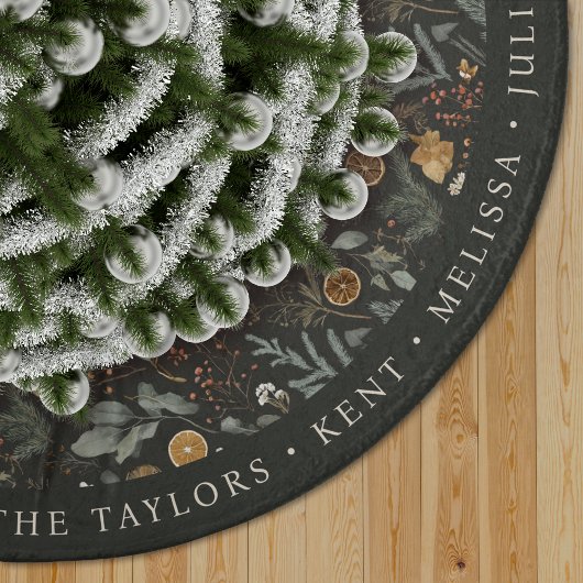 Moody Winter Botanic Pattern Monogram Polyester Weihnachtsbaumdecke