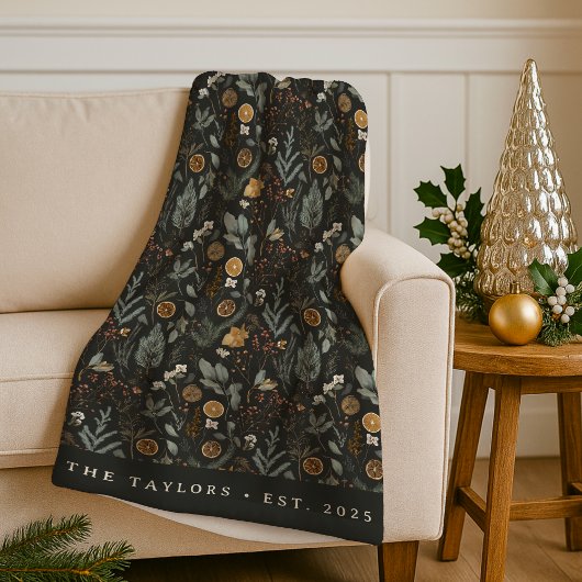 Moody Winter botanisch Personalisiert Fleecedecke