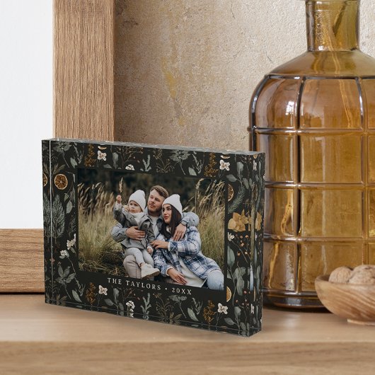 Moody Winter botanisch Personalisiert Fotoblock