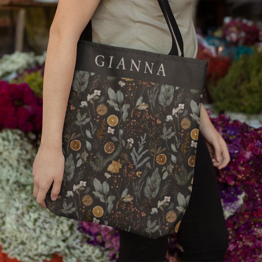 Moody Winter botanisch Personalisiert Tasche