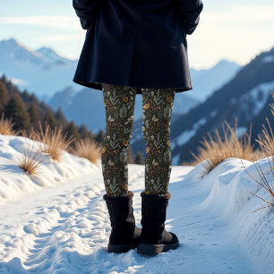 Moody Winter Botanische Muster Weihnachtsfeiertag Leggings