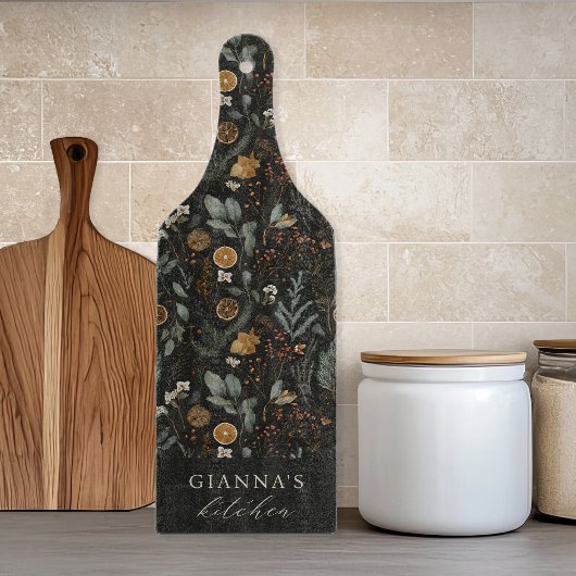 Moody Winter Botanische Personalisierte Küche Schneidebrett