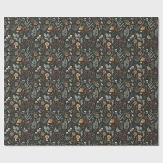 Moody Winter Botanische Weihnachten Geschenkpapier (Flach)