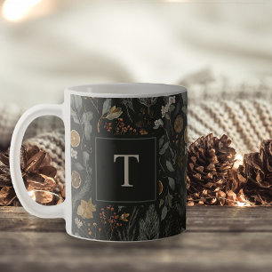 Moody Winter Botanischer Weihnachtsfeiertag Monogr Kaffeetasse