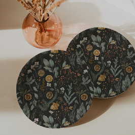 Moody Winter Botanischer Weihnachtsfeiertag Pappteller