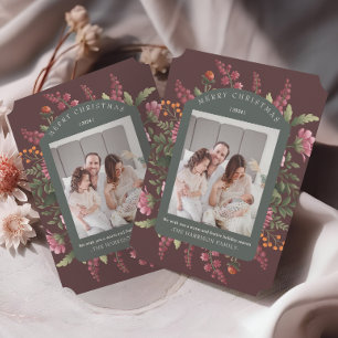 Moody Winter floral Border Christmas Card Einladung