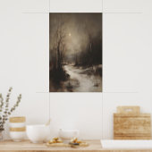 Moody Winter Forest Wall Art, Moonlit Snowy Poster (Küche)