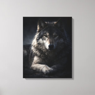 Moody Wolf Leinwand – Dunkles Wildtierporträt