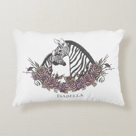 Moody Zebra Safari Hand-Drawn Mauve Accent Dekokissen (Vorderseite)