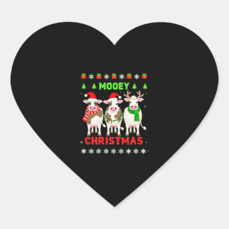 Mooey Christmas Cow Christmas Ugly Sweater Pajama Herz-Aufkleber