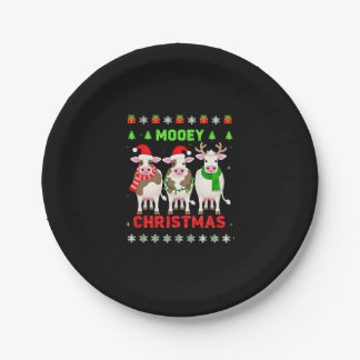 Mooey Christmas Cow Christmas Ugly Sweater Pajama Pappteller