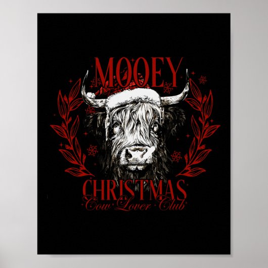 Mooey Christmas Cow Lover Club Western Santa Cow W Poster (Vorne)