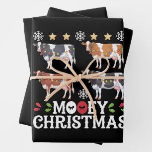 Mooey Christmas Cow Lover Holiday Farm Bauer Geschenkpapier Set