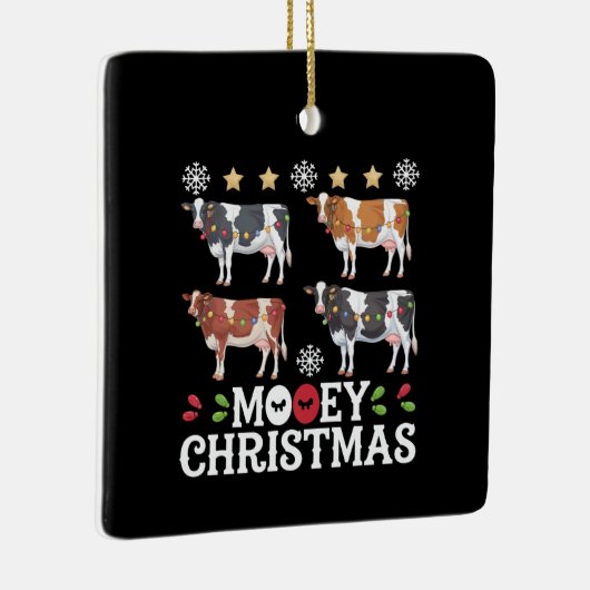 Mooey Christmas Cow Lover Holiday Farm Bauer Keramikornament (Rechts)