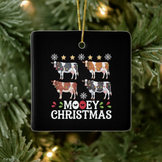 Mooey Christmas Cow Lover Holiday Farm Bauer Keramikornament (Baum)