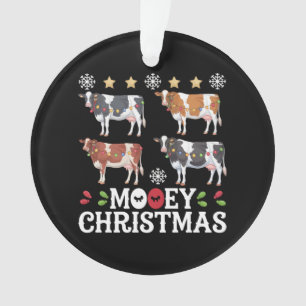 Mooey Christmas Cow Lover Holiday Farm Bauer Ornament