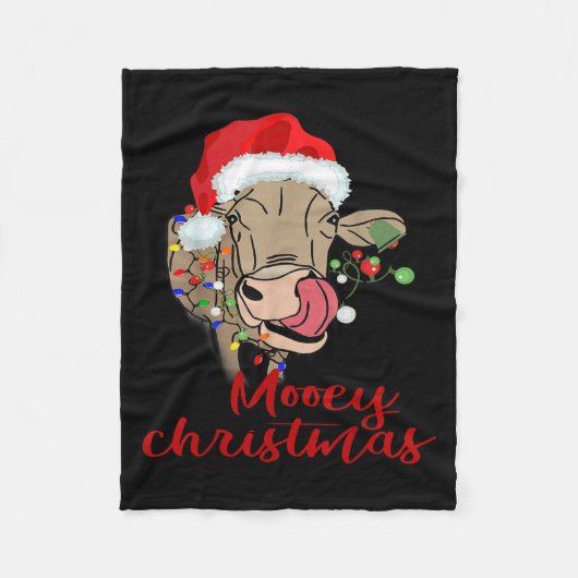 Mooey Christmas Cow T Shirt Heifer Farmer Xmas Gif Fleecedecke (Vorderseite)