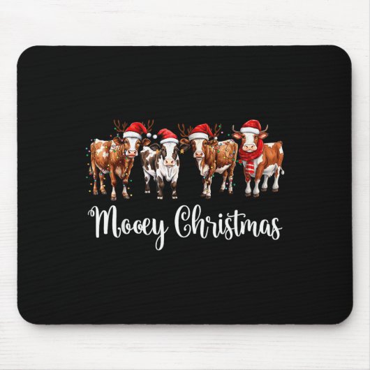 Mooey Christmas Cowgirl Xmas Funny Western Christm Mousepad (Vorne)