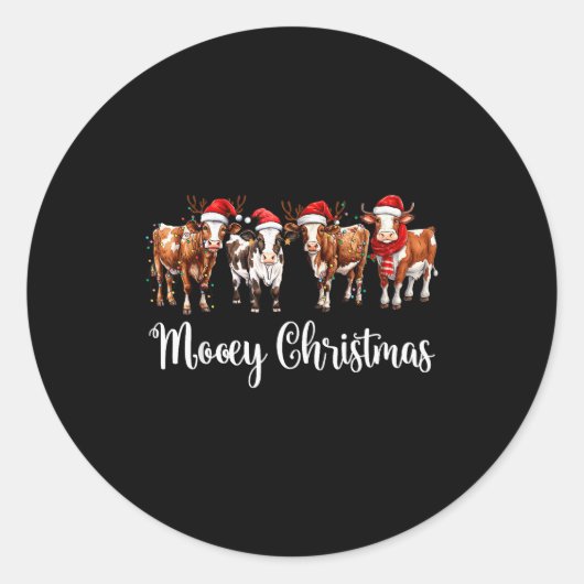 Mooey Christmas Cowgirl Xmas Funny Western Christm Runder Aufkleber (Vorderseite)