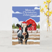 Mooey Christmas Farm Kuh Custom Personalisiert Karte (Gelbe Blume)