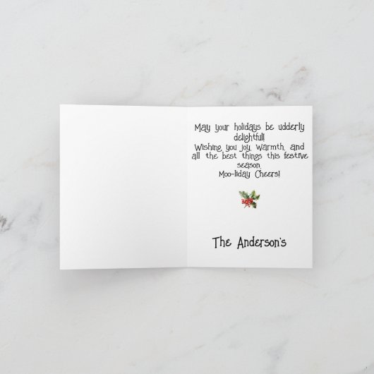 Mooey Christmas Feiertagskarte (Innenseite)