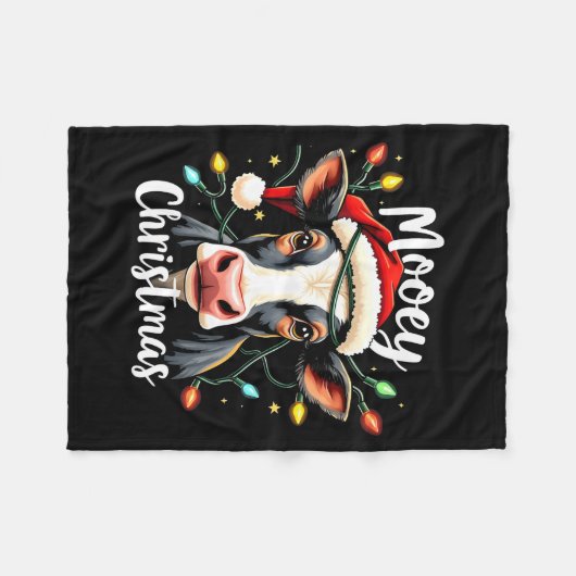 Mooey Christmas Funny Xmas Cow Cattle Lovers Fleecedecke (Vorderseite (Horizontal))