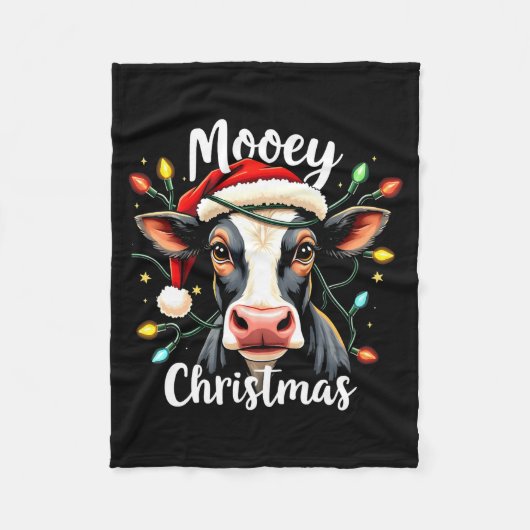Mooey Christmas Funny Xmas Cow Cattle Lovers Fleecedecke (Vorderseite)
