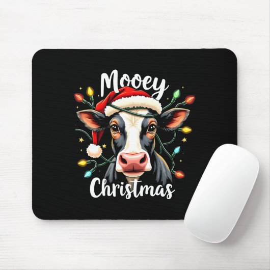 Mooey Christmas Funny Xmas Cow Cattle Lovers  Mousepad (Mit Mouse)