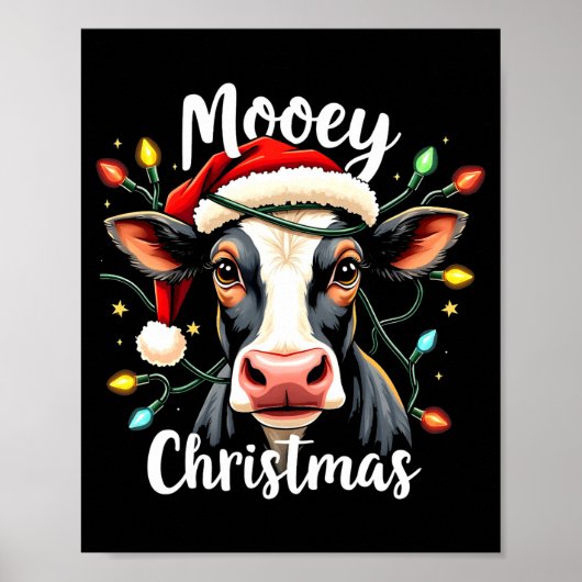 Mooey Christmas Funny Xmas Cow Cattle Lovers Poster (Vorne)