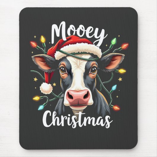 Mooey Christmas Funny Xmas Kuh Rinder Liebhaber Mousepad (Vorne)