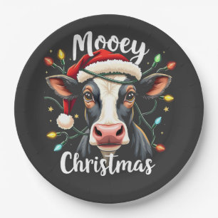 Mooey Christmas Funny Xmas Kuh Rinder Liebhaber Pappteller