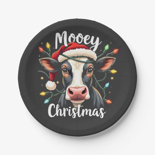 Mooey Christmas Funny Xmas Kuh Rinder Liebhaber Pappteller (Vorderseite)