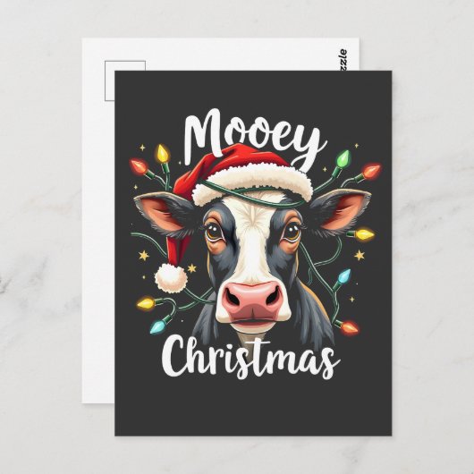 Mooey Christmas Funny Xmas Kuh Rinder Liebhaber Postkarte (Vorne/Hinten)