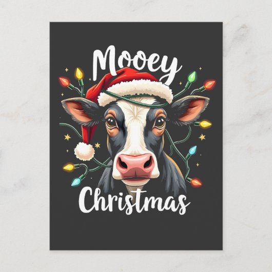 Mooey Christmas Funny Xmas Kuh Rinder Liebhaber Postkarte (Vorderseite)