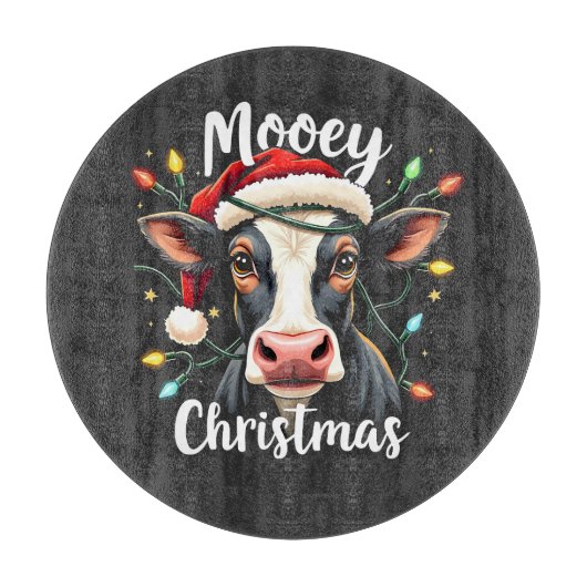 Mooey Christmas Funny Xmas Kuh Rinder Liebhaber Schneidebrett (Vorderseite)