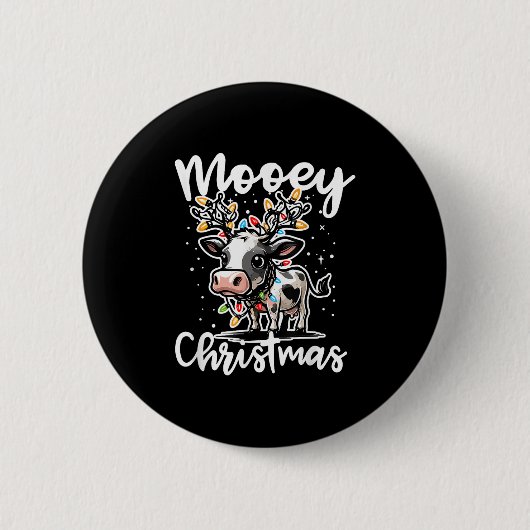 Mooey Christmas Heifer Cow Reindeer Christmas Ligh Button (Vorderseite)