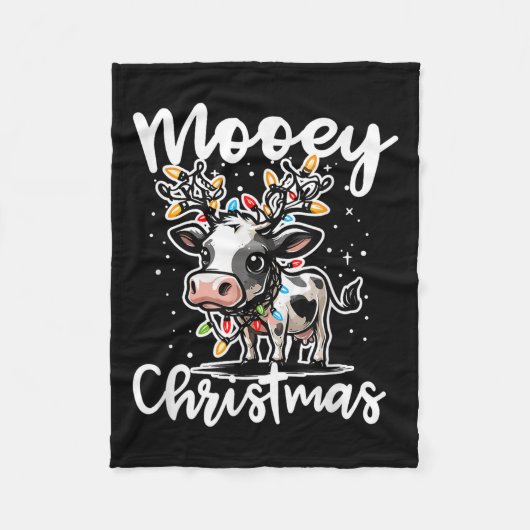 Mooey Christmas Heifer Cow Reindeer Christmas Ligh Fleecedecke (Vorderseite)