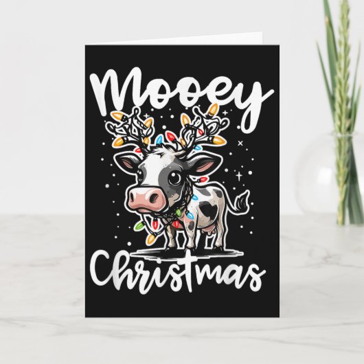 Mooey Christmas Heifer Cow Reindeer Christmas Ligh Karte (Vorderseite)