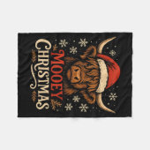 Mooey Christmas Highland Cow Funny Santa Hat Desig Fleecedecke (Vorderseite (Horizontal))