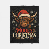 Mooey Christmas Highland Cow Funny Santa Hat Desig Fleecedecke (Vorderseite)