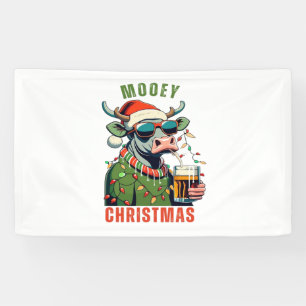Mooey Christmas Highland Cow Light Weihnachtsmannm Banner