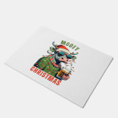 Mooey Christmas Highland Cow Light Weihnachtsmannm Fußmatte (Schrägansicht)