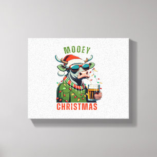 Mooey Christmas Highland Cow Light Weihnachtsmannm Leinwanddruck
