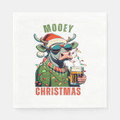 Mooey Christmas Highland Cow Light Weihnachtsmannm Serviette (Vorderseite)