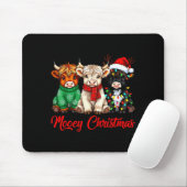 Mooey Christmas Lights Santa Hat Xmas Highland Cow Mousepad (Mit Mouse)