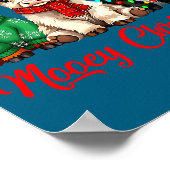 Mooey Christmas Lights Santa Hat Xmas Highland Cow Poster (Ecke)