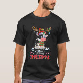 Mooey Christmas Reindeer Cow Xmas Light Weihnachts T-Shirt (Vorderseite)